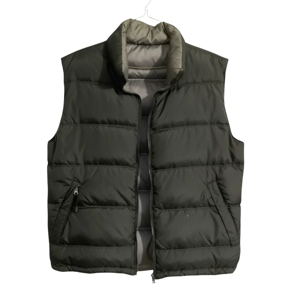 FOOT LOCKER Reversible Puffer Vest DOWN/FEATHER HEAVY Dark Silver & Black SIZE S